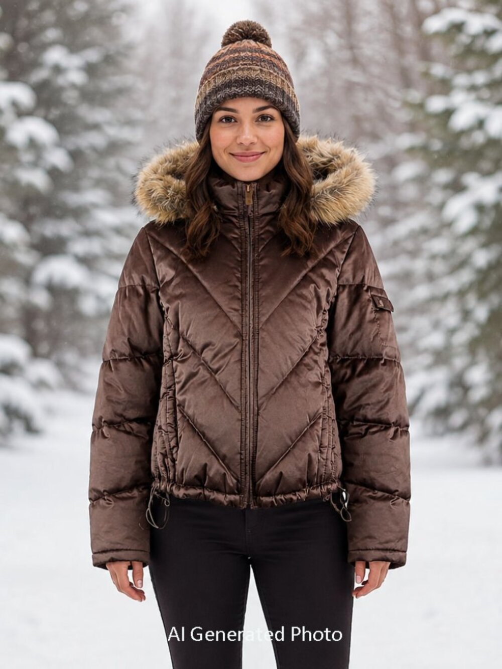 American Rag Puffer Coat Down Mix Filler With Faux Fur Hood Size Medium